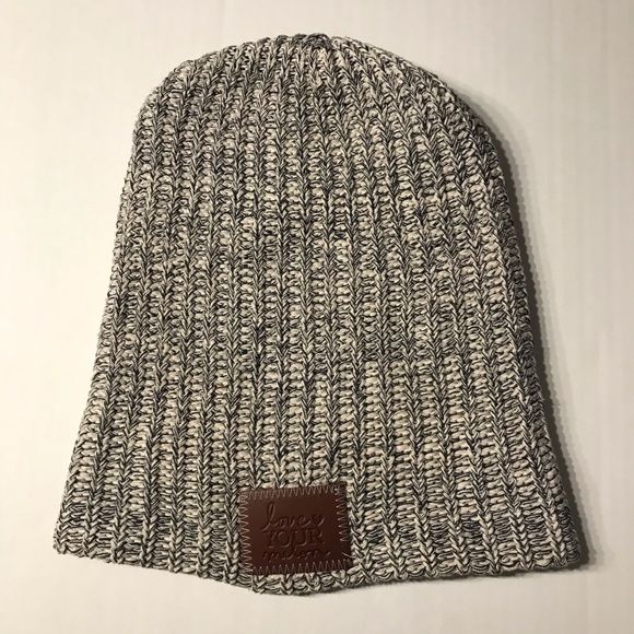 Love Your Melon Navy White Knit Beanie Hat - Picture 1 of 5